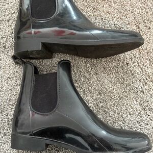 J. Crew Glossy Black Chelsea Rain Boots